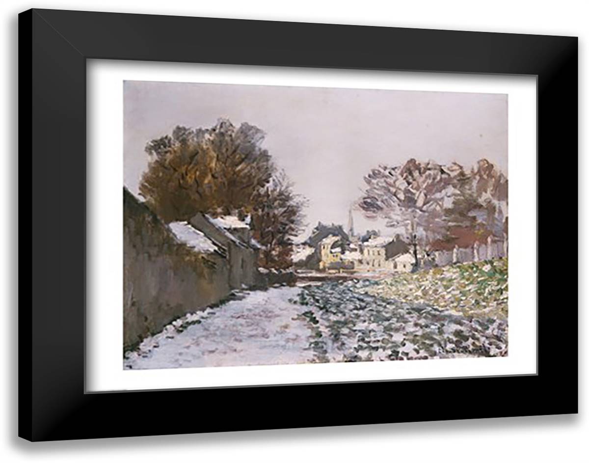 Snow at Argenteuil, c.1874 28x22 Black Modern Wood Framed Art Print Poster by Monet, Claude