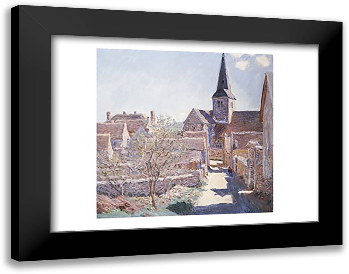 Bennecourt, 1885 28x22 Black Modern Wood Framed Art Print Poster by Monet, Claude