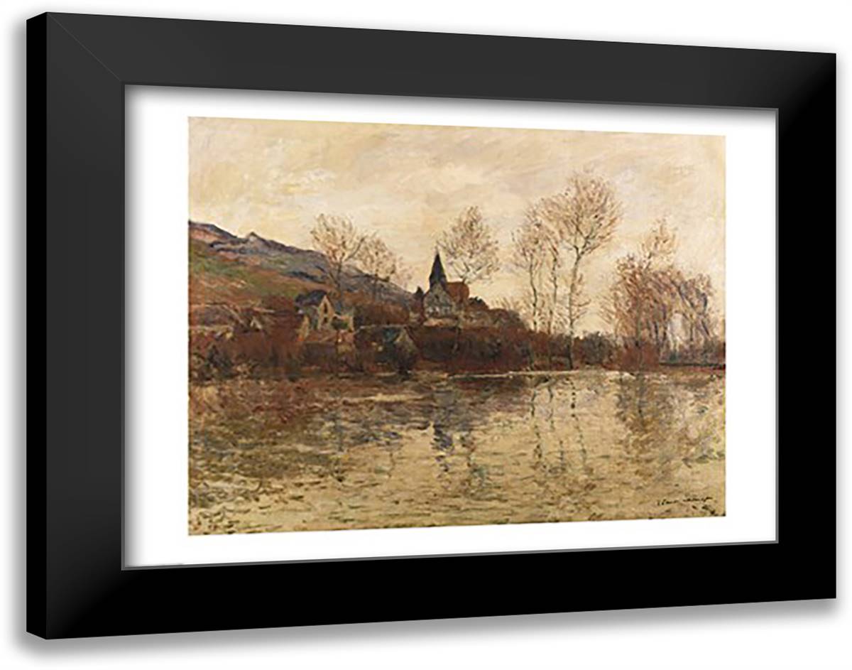 The Flood at Giverny, c.1886 28x22 Black Modern Wood Framed Art Print Poster by Monet, Claude