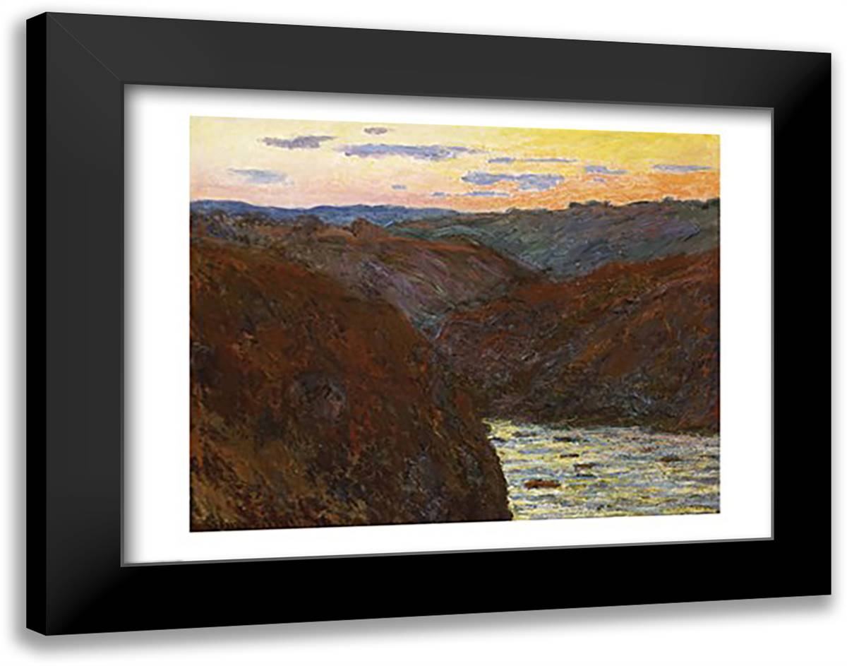 La Creuse, Sunset 28x22 Black Modern Wood Framed Art Print Poster by Monet, Claude