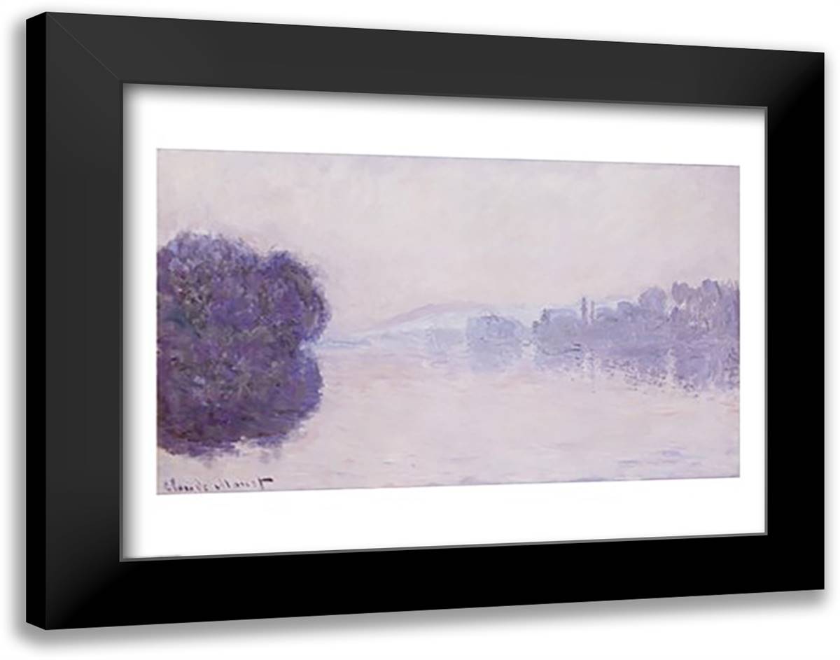 The Seine near Vernon, Morning Effect, c.1894 28x22 Black Modern Wood Framed Art Print Poster by Monet, Claude