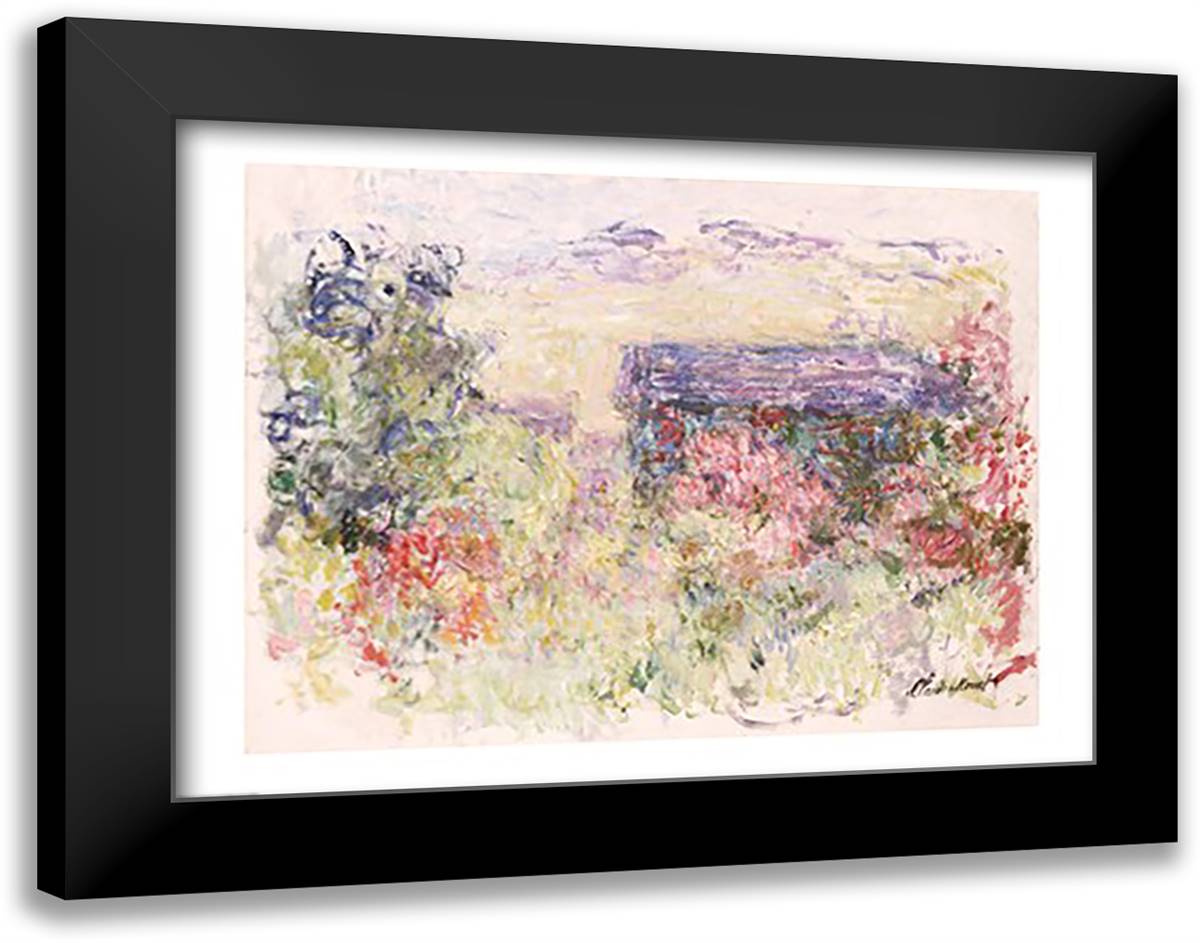The House Through the Roses, c.1925-26 28x22 Black Modern Wood Framed Art Print Poster by Monet, Claude