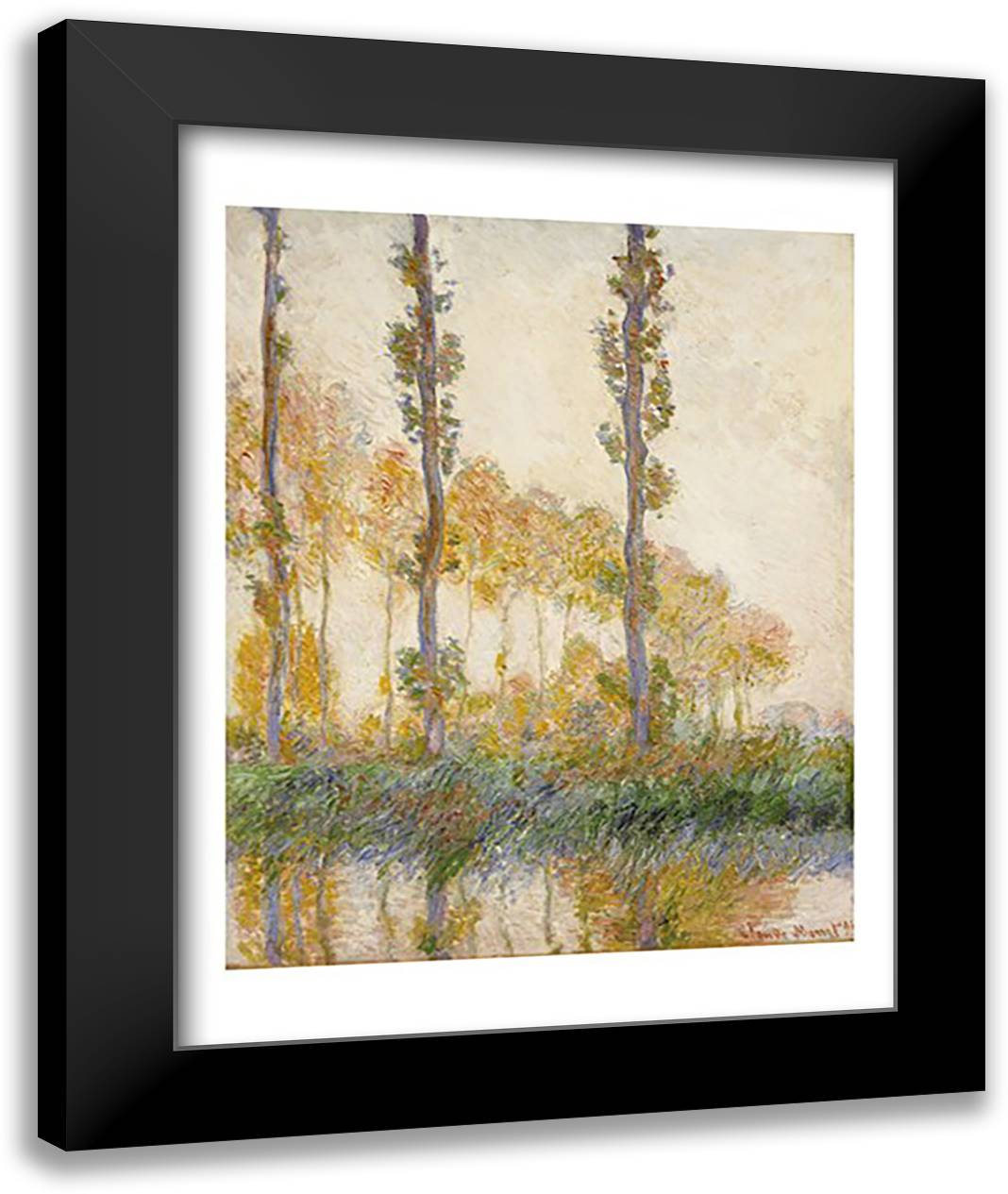The Three Trees, Autumn, 1891 22x28 Black Modern Wood Framed Art Print Poster by Monet, Claude