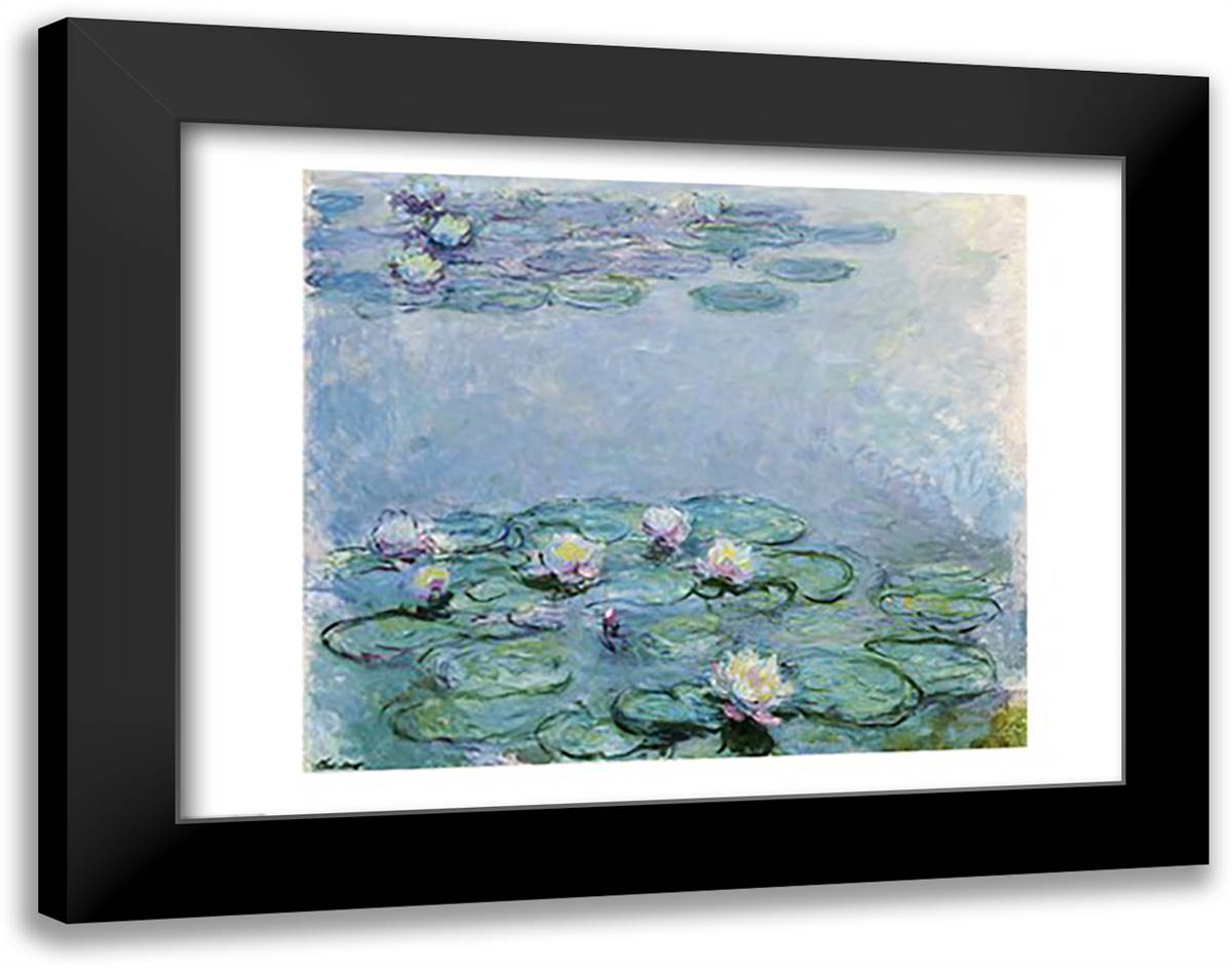 Water Lilies 28x22 Black Modern Wood Framed Art Print Poster by Monet, Claude