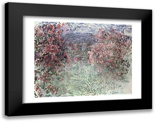 The Garden at Giverny 28x22 Black Modern Wood Framed Art Print Poster by Monet, Claude