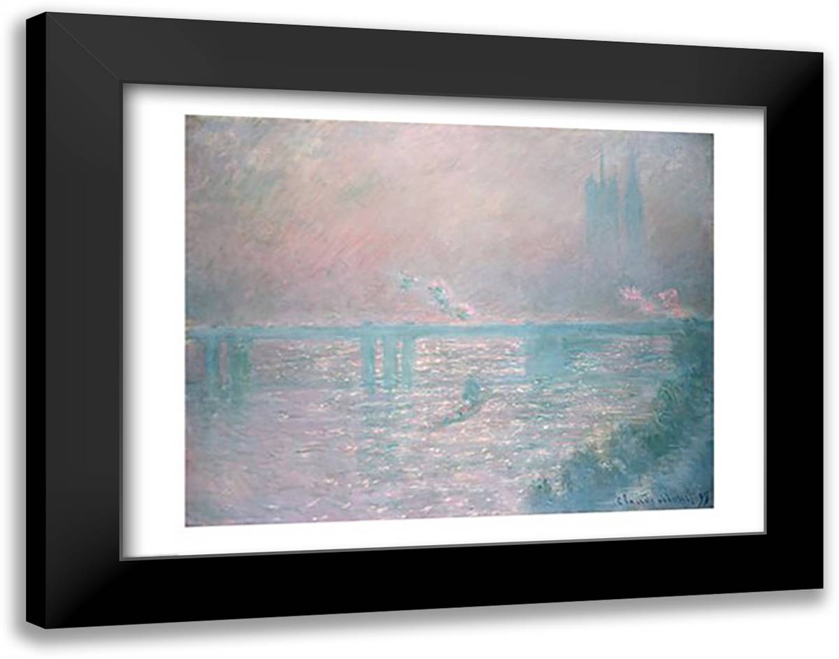 Charing Cross Bridge, 1899 28x22 Black Modern Wood Framed Art Print Poster by Monet, Claude