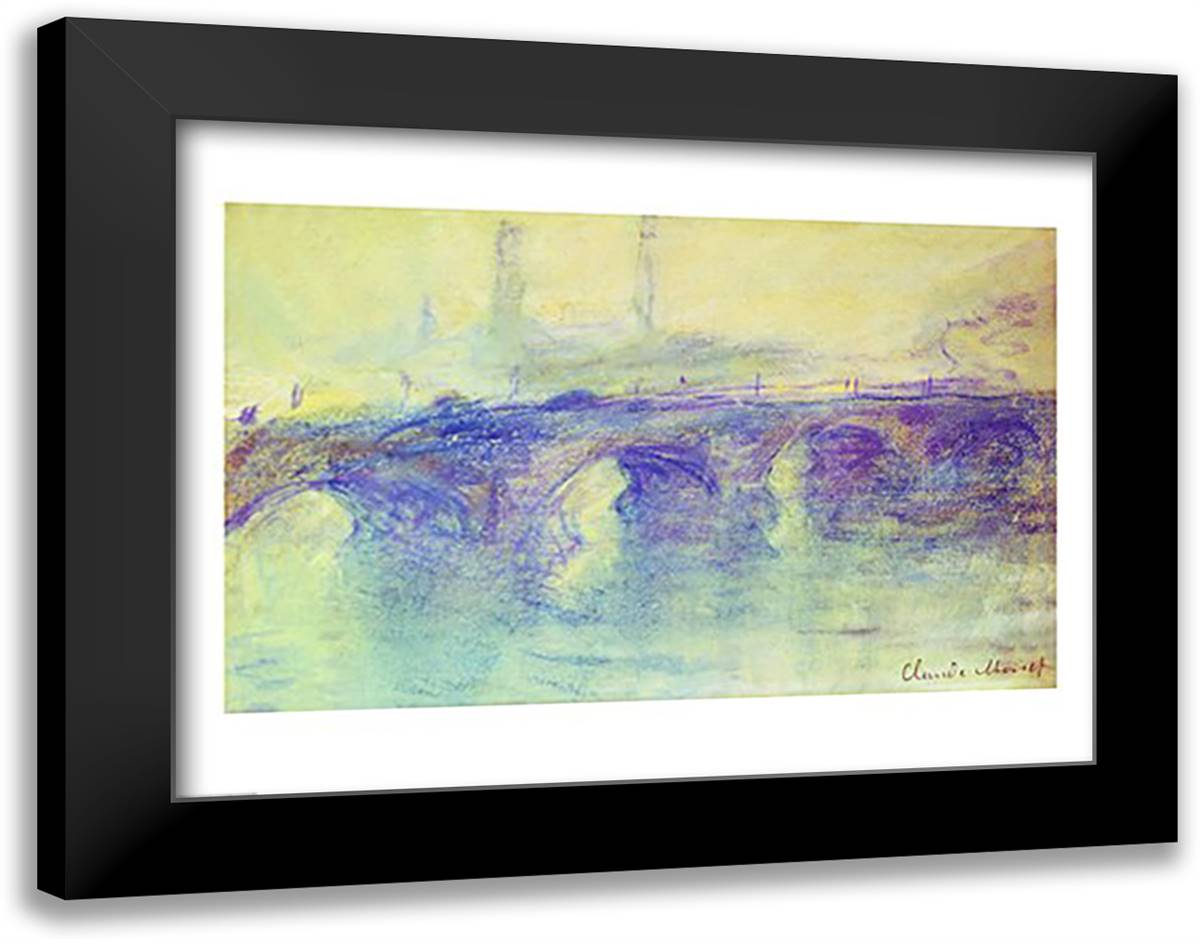 Waterloo Bridge, c.1899 28x22 Black Modern Wood Framed Art Print Poster by Monet, Claude