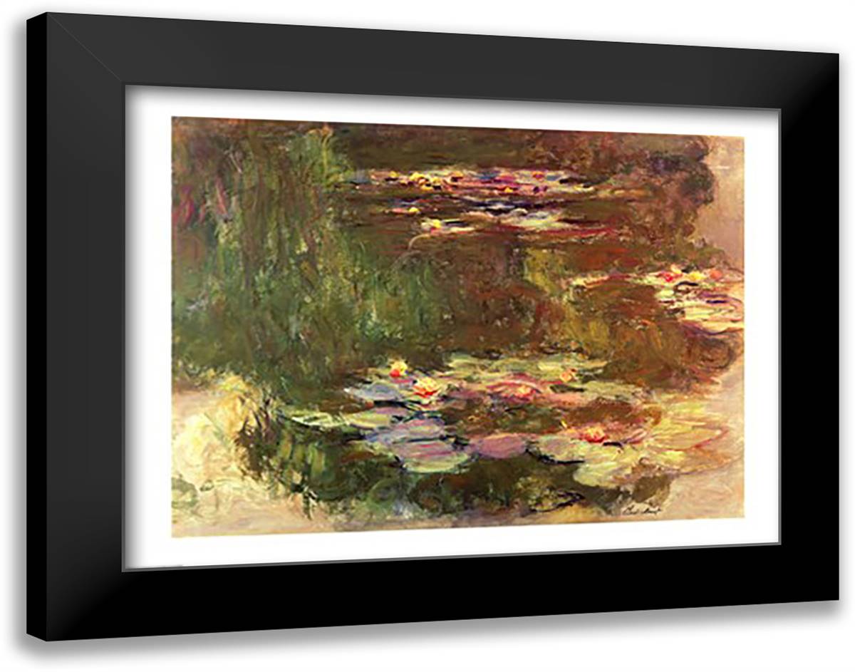 The Lily Pond, c.1917 28x22 Black Modern Wood Framed Art Print Poster by Monet, Claude