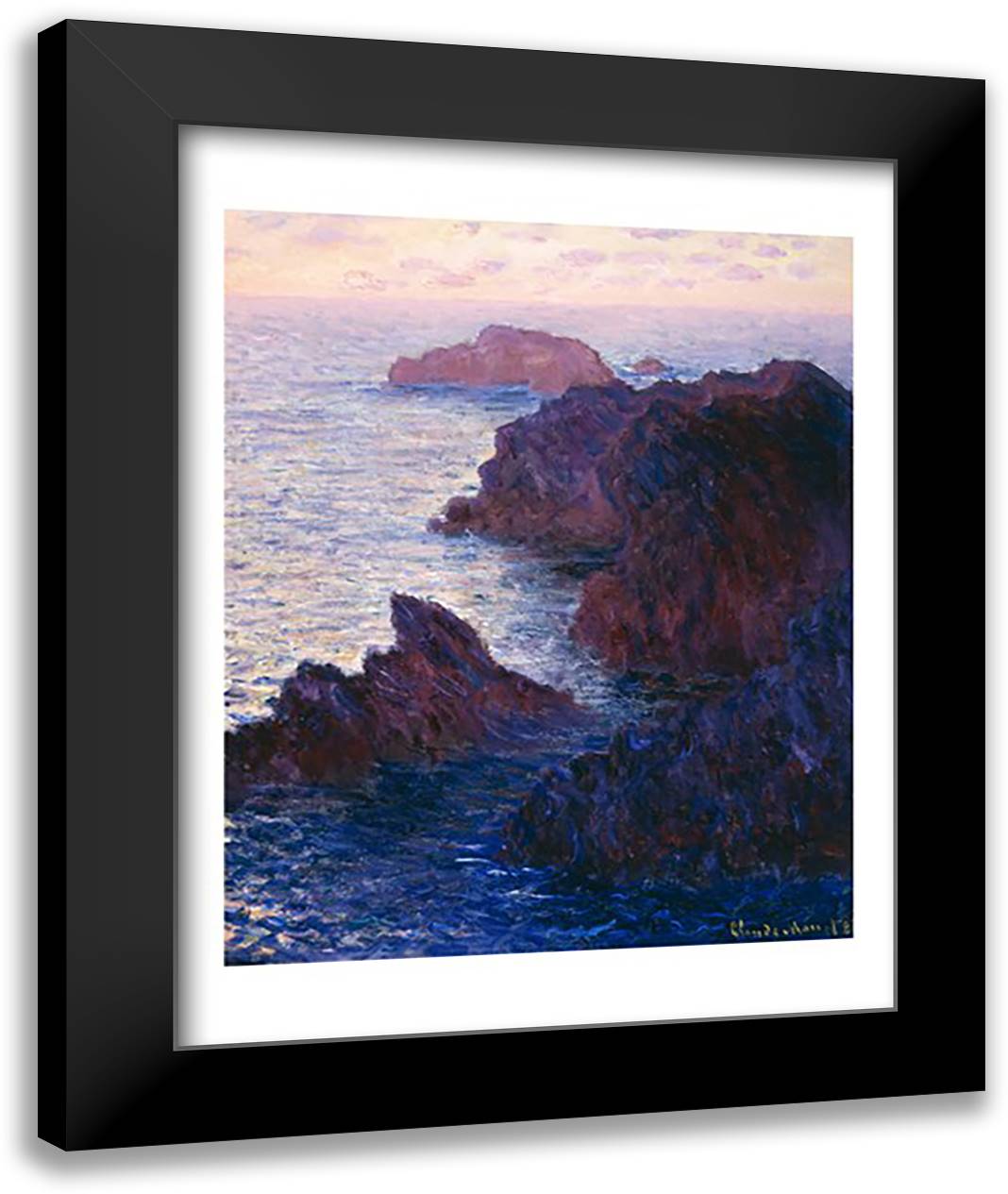 Rocks at Bell-Ile, Port-Domois, 1886 22x28 Black Modern Wood Framed Art Print Poster by Monet, Claude