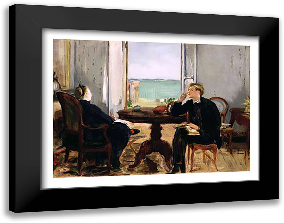 Interior at Arcachon, 1871 28x22 Black Modern Wood Framed Art Print Poster by Manet, Edouard