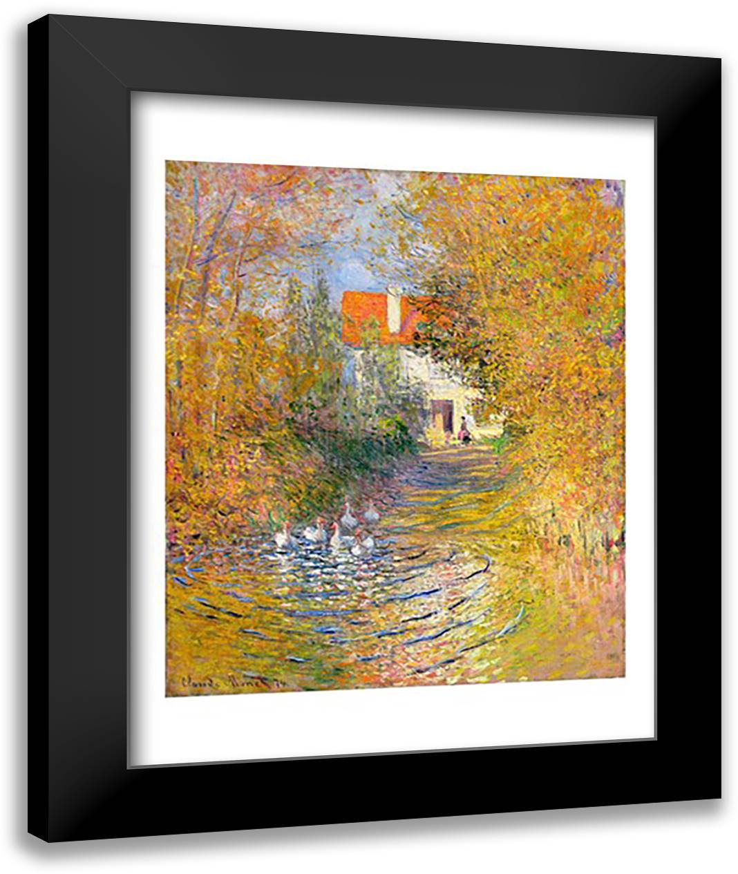 The Duck Pond, 1874 22x28 Black Modern Wood Framed Art Print Poster by Monet, Claude