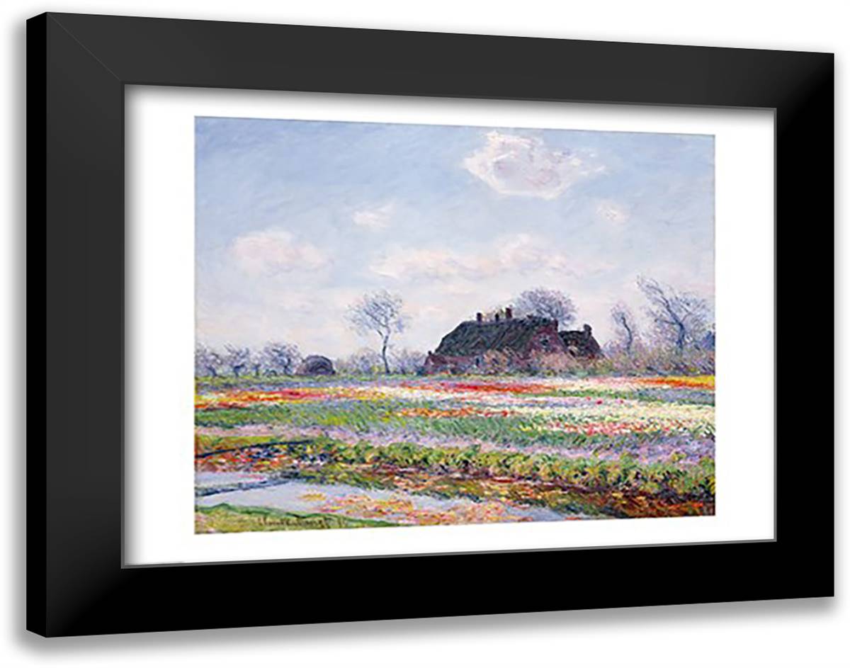 Tulip Fields at Sassenheim, near Leiden, 1886 28x22 Black Modern Wood Framed Art Print Poster by Monet, Claude
