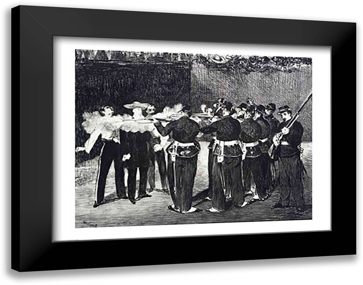 The Execution of Maximilian, 1868 28x22 Black Modern Wood Framed Art Print Poster by Manet, Edouard