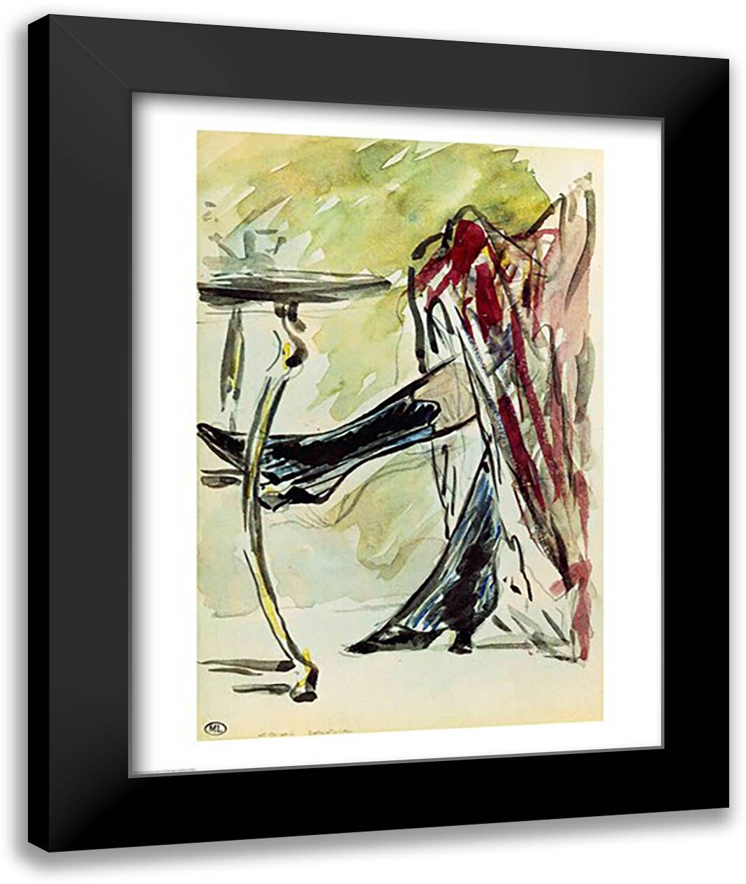 In the Garden 22x28 Black Modern Wood Framed Art Print Poster by Manet, Edouard