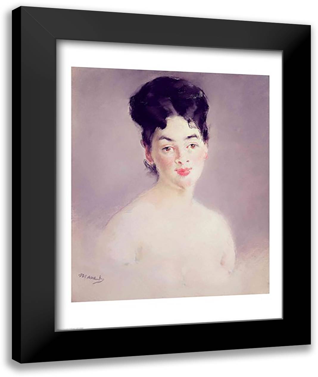 Bust of a Young Female Nude, c.1875 22x28 Black Modern Wood Framed Art Print Poster by Manet, Edouard