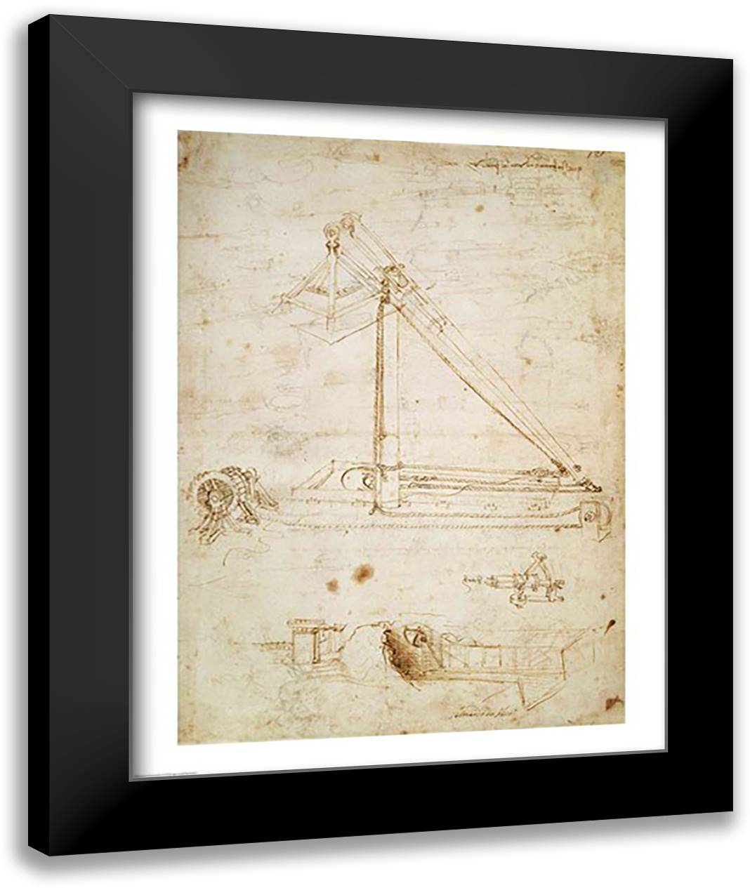 War machine 22x28 Black Modern Wood Framed Art Print Poster by da Vinci, Leonardo