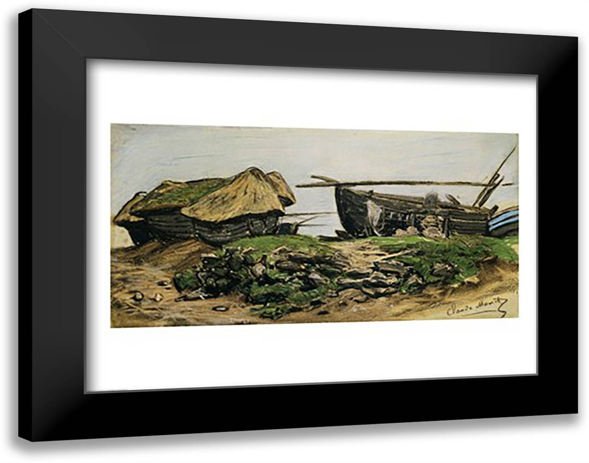 Pres d'Etretat 28x22 Black Modern Wood Framed Art Print Poster by Monet, Claude