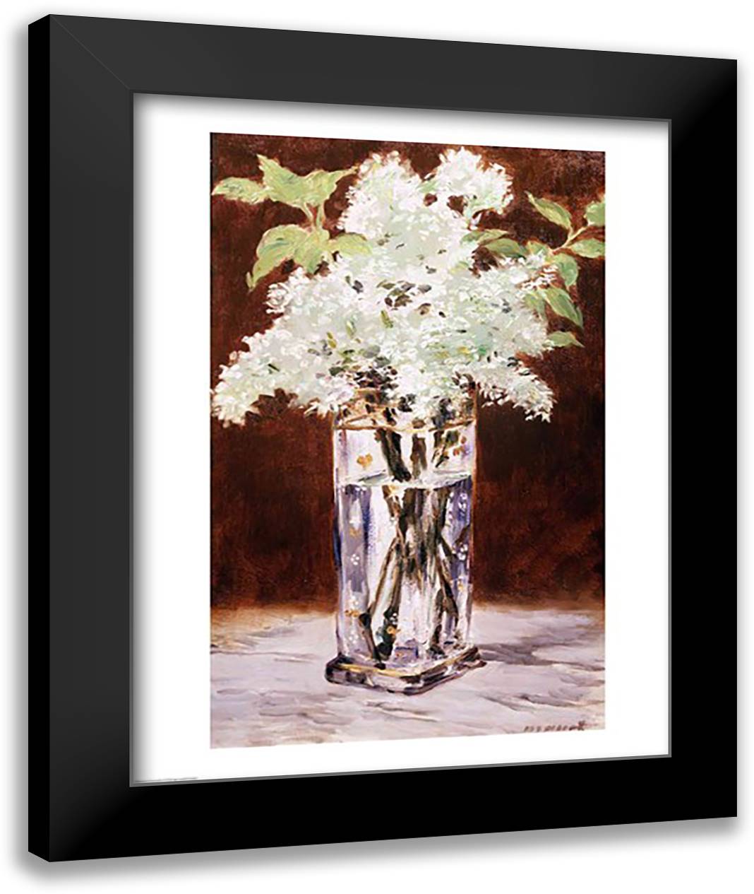 White Lilac in a Crystal Vase, 1882 22x28 Black Modern Wood Framed Art Print Poster by Manet, Edouard