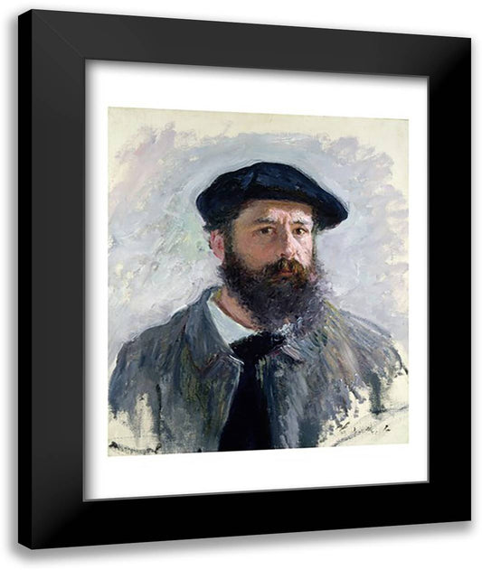 Self Portrait with a Beret, 1886 22x28 Black Modern Wood Framed Art Print Poster by Monet, Claude