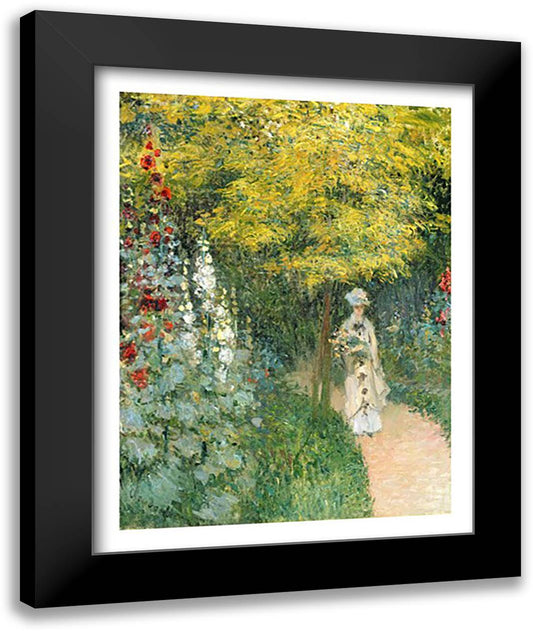 Rose Garden, 1876 22x28 Black Modern Wood Framed Art Print Poster by Monet, Claude
