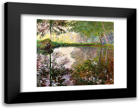 The Lake at Montgeron 28x22 Black Modern Wood Framed Art Print Poster by Monet, Claude
