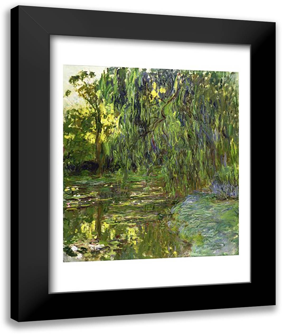 Weeping Willows, The Waterlily Pond at Giverny, c.1918 22x28 Black Modern Wood Framed Art Print Poster by Monet, Claude