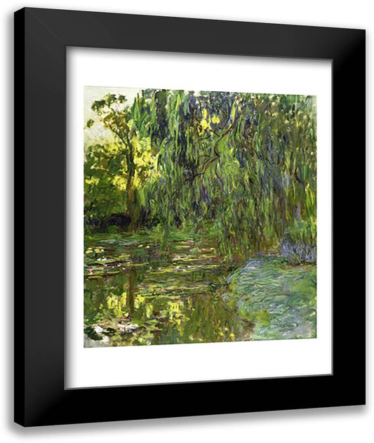 Weeping Willows, The Waterlily Pond at Giverny, c.1918 22x28 Black Modern Wood Framed Art Print Poster by Monet, Claude