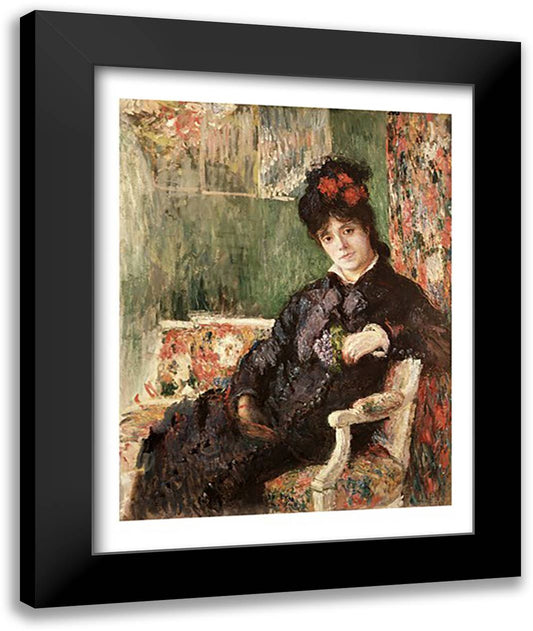 Portrait de Madame Camille Monet 22x28 Black Modern Wood Framed Art Print Poster by Monet, Claude
