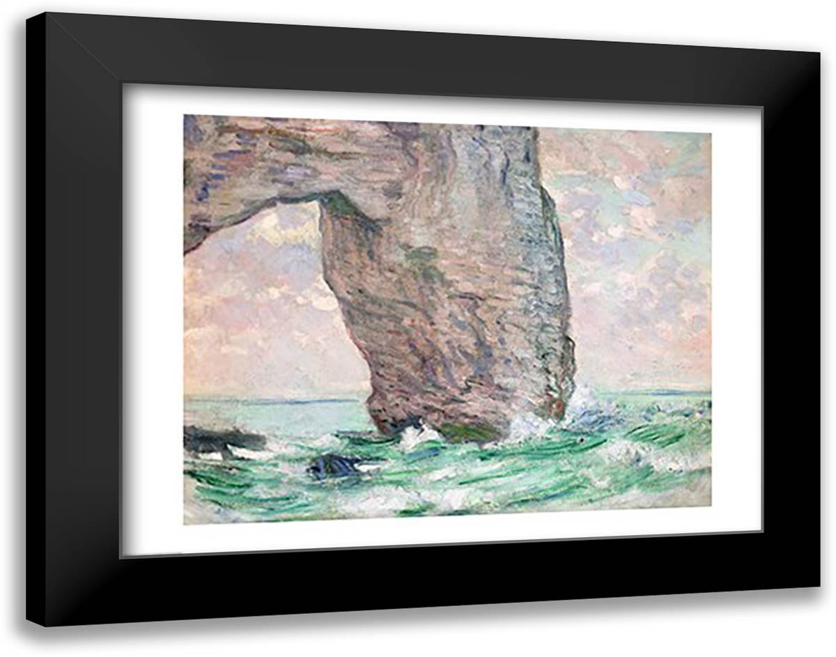 La Manneporte a Etretat 28x22 Black Modern Wood Framed Art Print Poster by Monet, Claude