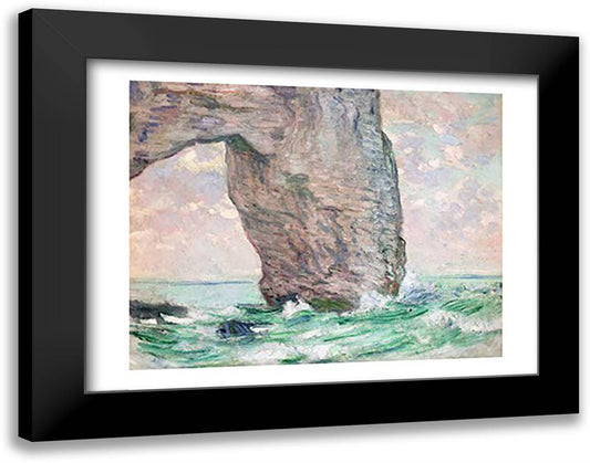 La Manneporte a Etretat 28x22 Black Modern Wood Framed Art Print Poster by Monet, Claude