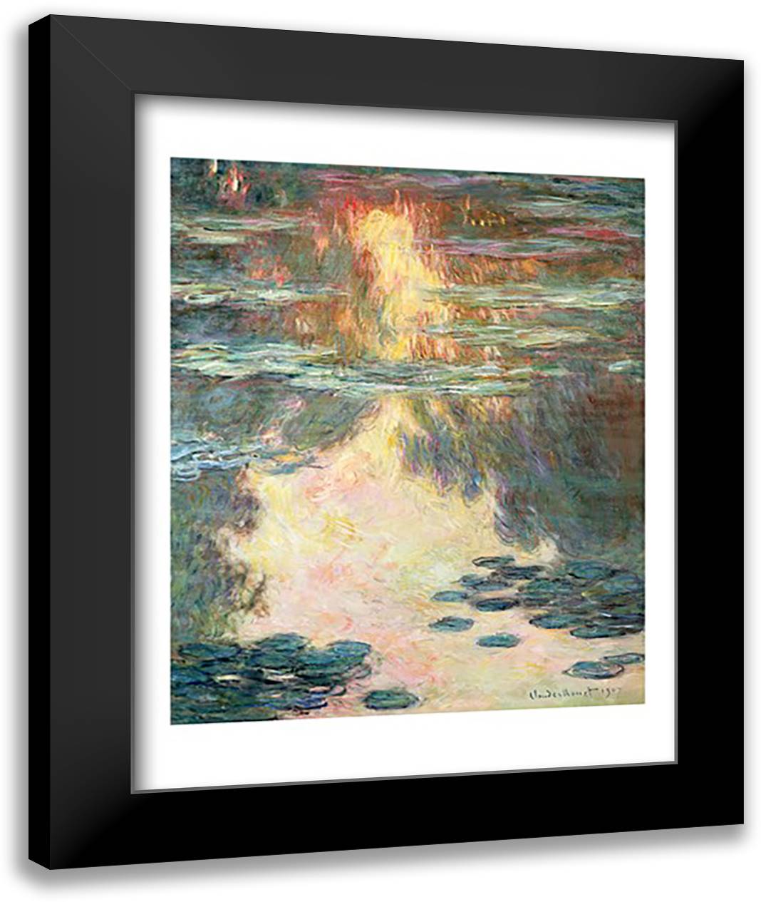 Waterlilies, 1907 22x28 Black Modern Wood Framed Art Print Poster by Monet, Claude