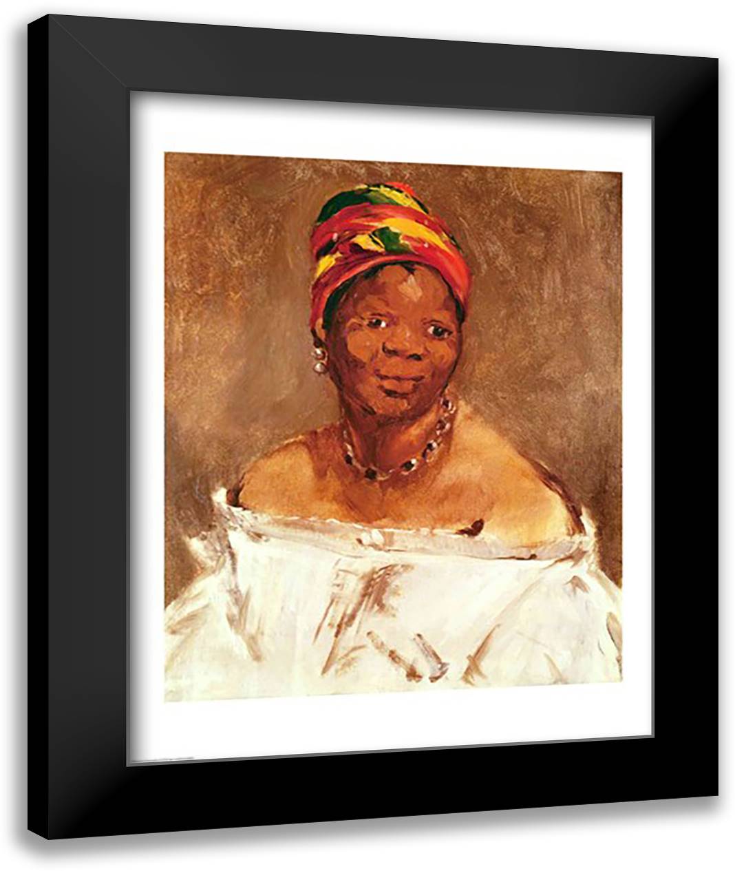 La Negresse 22x28 Black Modern Wood Framed Art Print Poster by Manet, Edouard