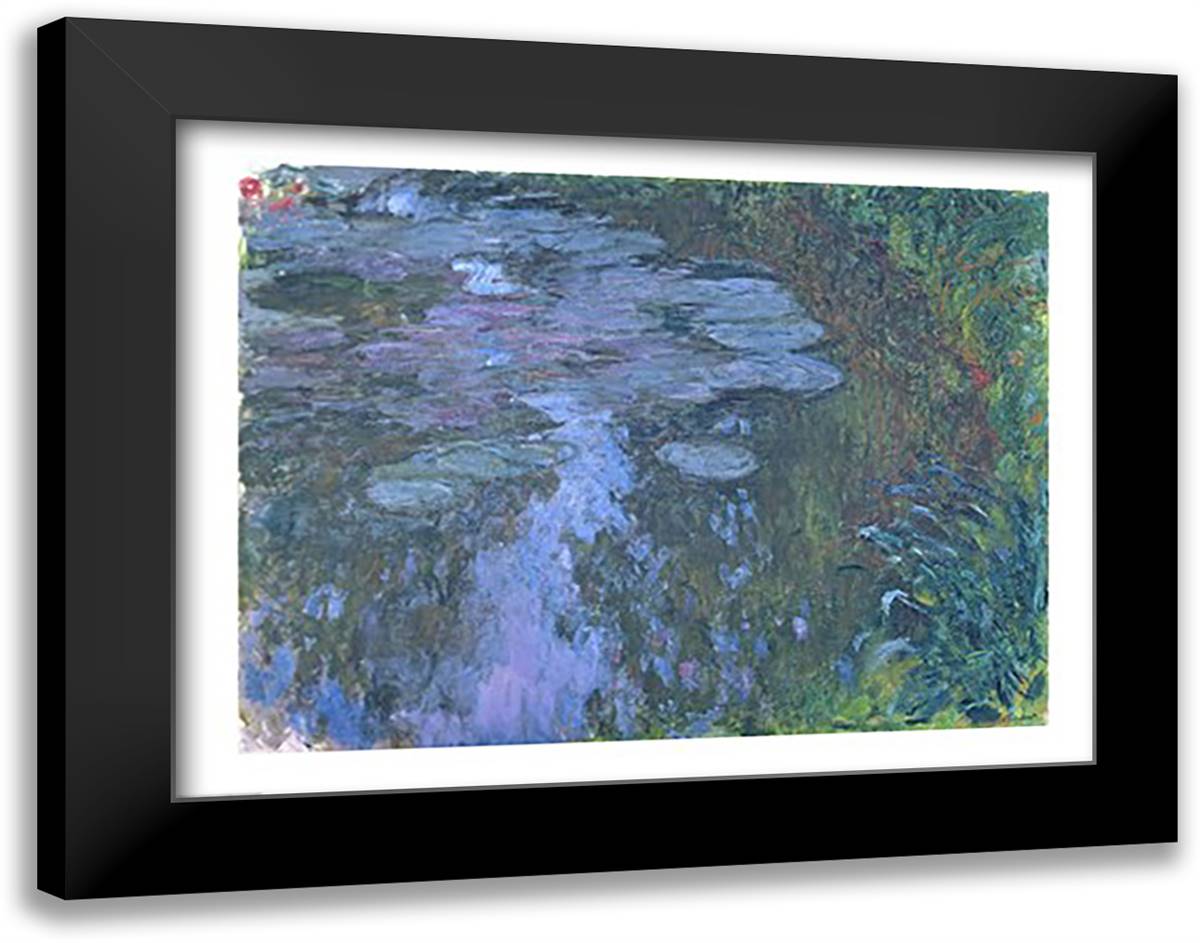 Nympheas 28x22 Black Modern Wood Framed Art Print Poster by Monet, Claude
