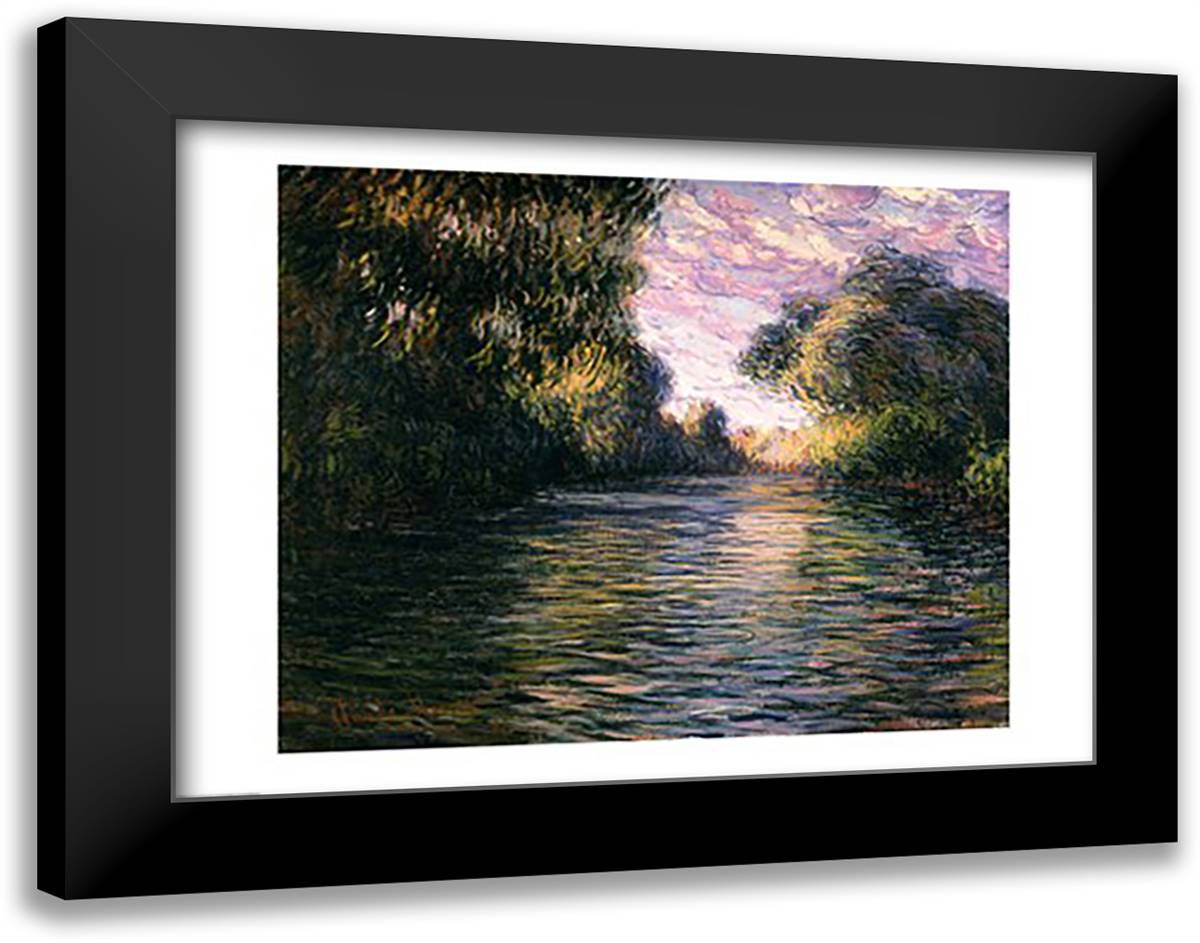 Morning on the Seine, 1897 28x22 Black Modern Wood Framed Art Print Poster by Monet, Claude
