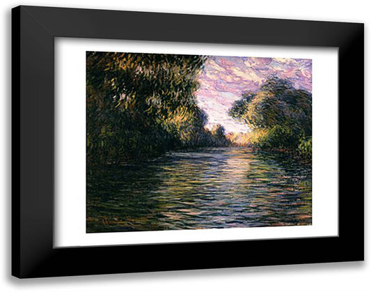 Morning on the Seine, 1897 28x22 Black Modern Wood Framed Art Print Poster by Monet, Claude