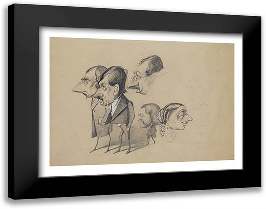 Petit Pantheon Theatral, 1860 28x22 Black Modern Wood Framed Art Print Poster by Monet, Claude