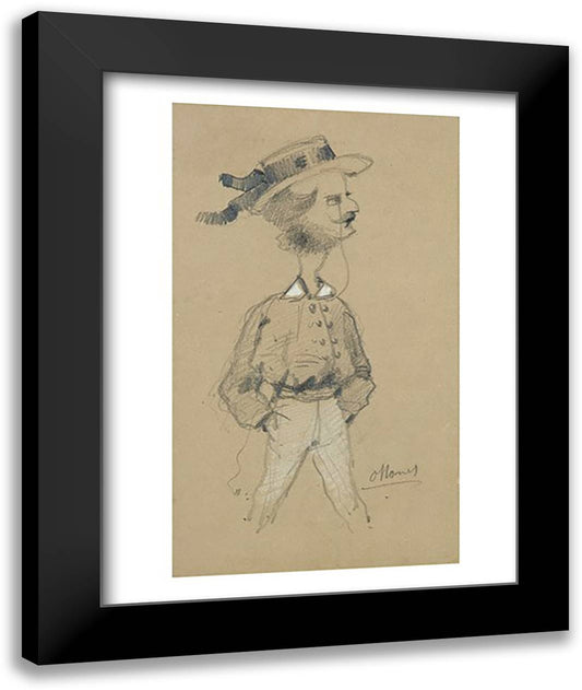 Man with a Boater Hat, 1857 22x28 Black Modern Wood Framed Art Print Poster by Monet, Claude