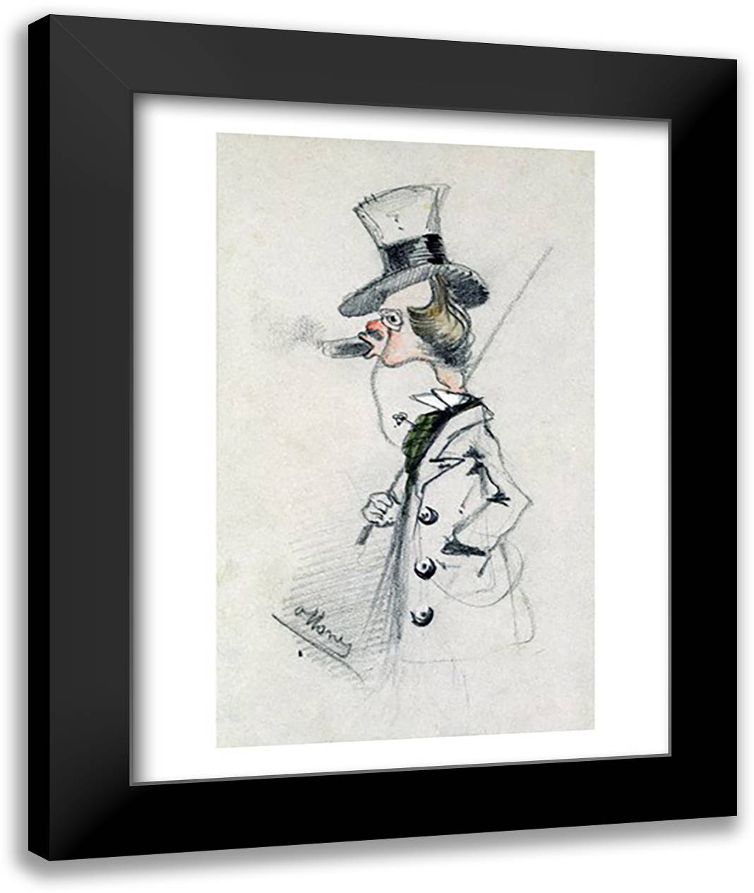 Dandy with a Cigar, 1857 22x28 Black Modern Wood Framed Art Print Poster by Monet, Claude