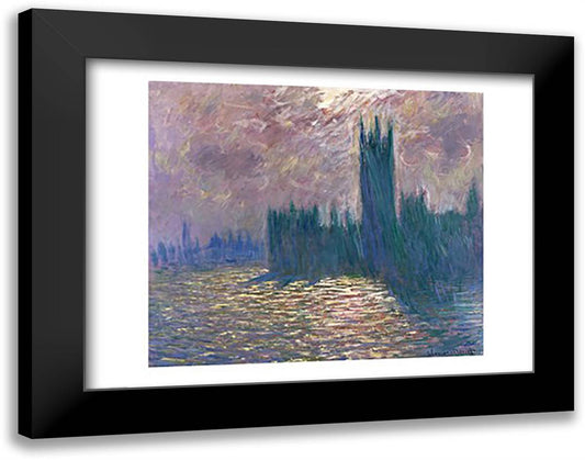 Parliament, Reflections on the Thames, 1905 28x22 Black Modern Wood Framed Art Print Poster by Monet, Claude