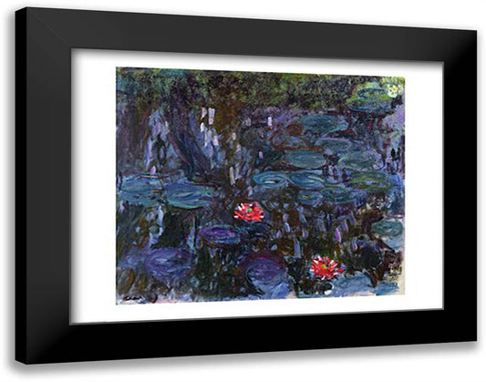 Waterlilies with Reflections of a Willow Tree, 1916-19 28x22 Black Modern Wood Framed Art Print Poster by Monet, Claude