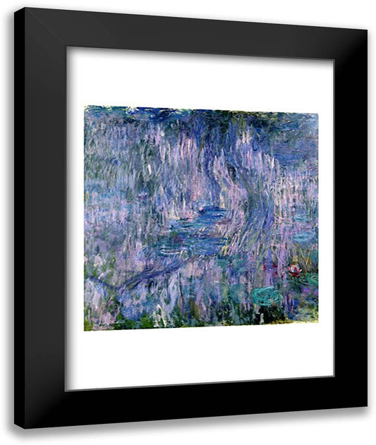 Waterlilies and Reflections of a Willow Tree 22x28 Black Modern Wood Framed Art Print Poster by Monet, Claude