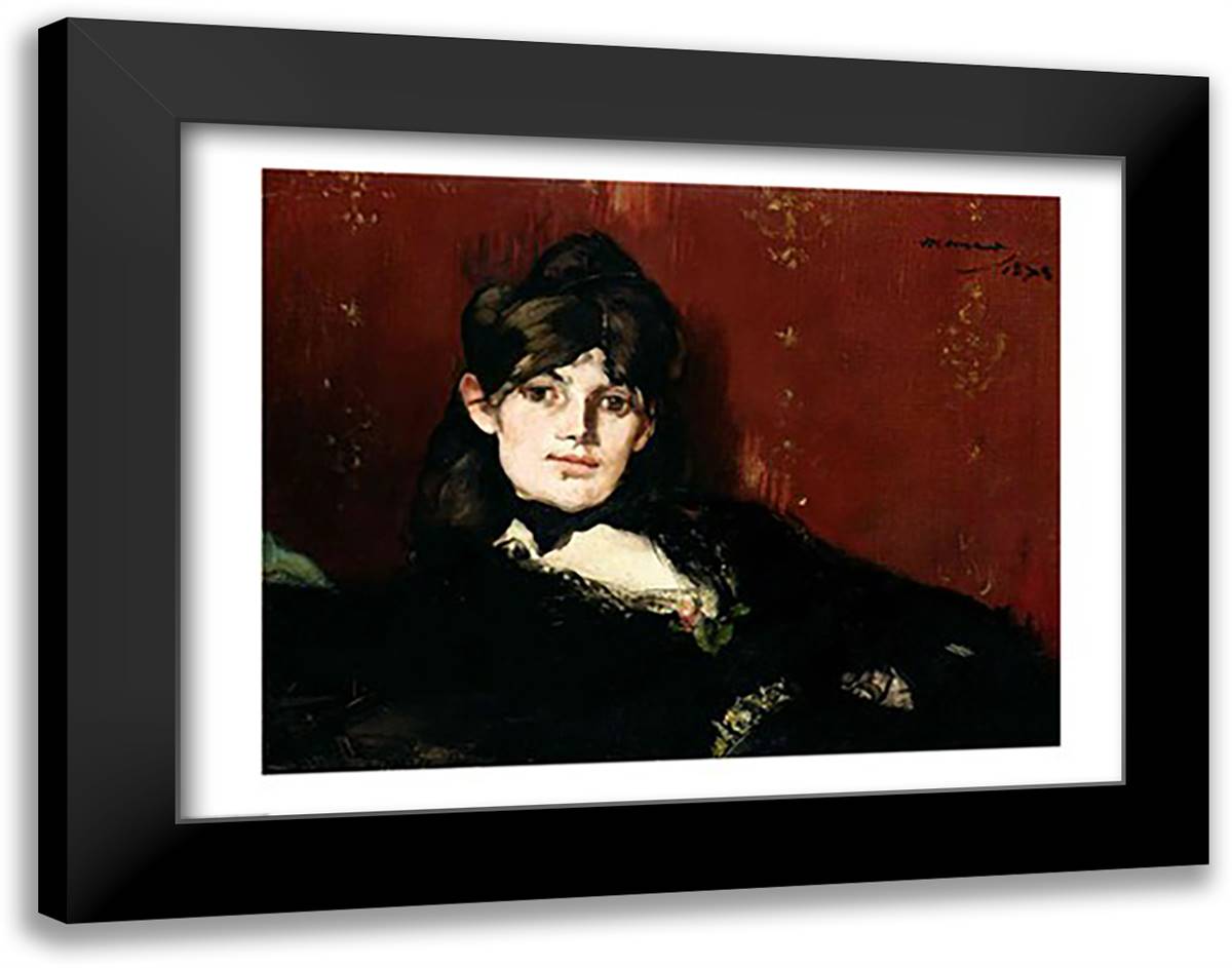Berthe Morisot 28x22 Black Modern Wood Framed Art Print Poster by Manet, Edouard