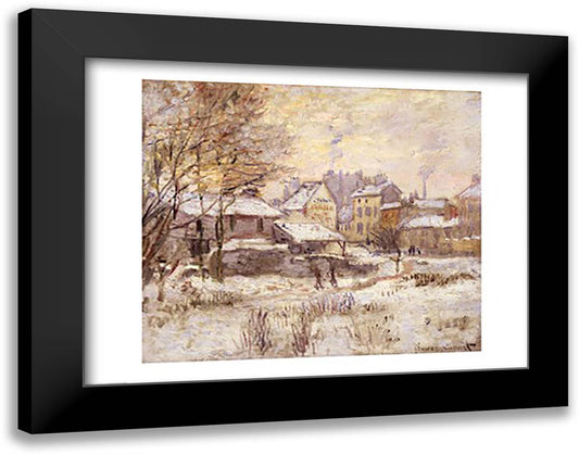 Snow Effect with Setting Sun, 1875 28x22 Black Modern Wood Framed Art Print Poster by Monet, Claude