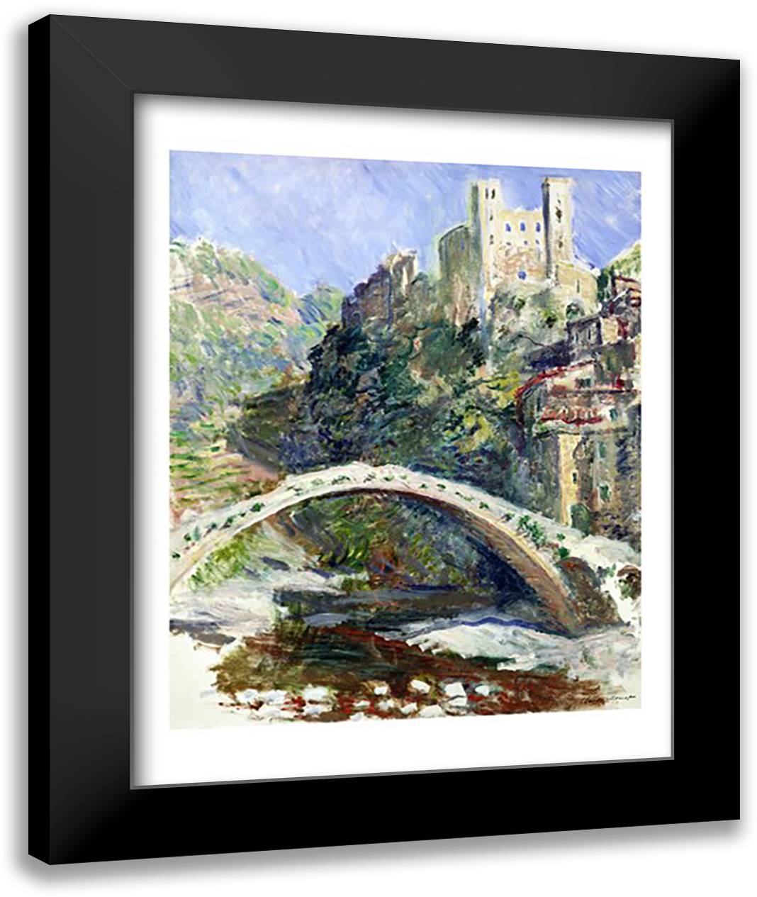 The Castle of Dolceacqua, 1884 22x28 Black Modern Wood Framed Art Print Poster by Monet, Claude