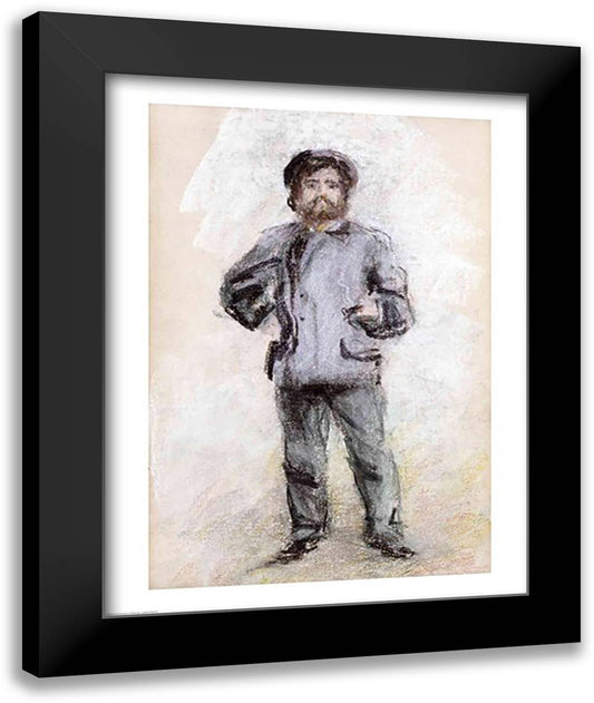 Portrait of Claude Monet 22x28 Black Modern Wood Framed Art Print Poster by Renoir, Pierre-Auguste