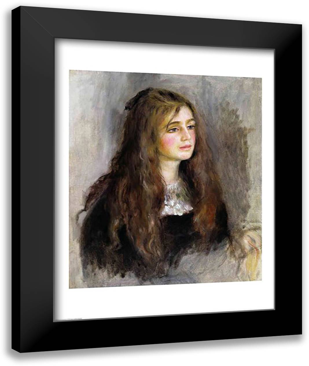 Portrait of Julie Manet 22x28 Black Modern Wood Framed Art Print Poster by Renoir, Pierre-Auguste