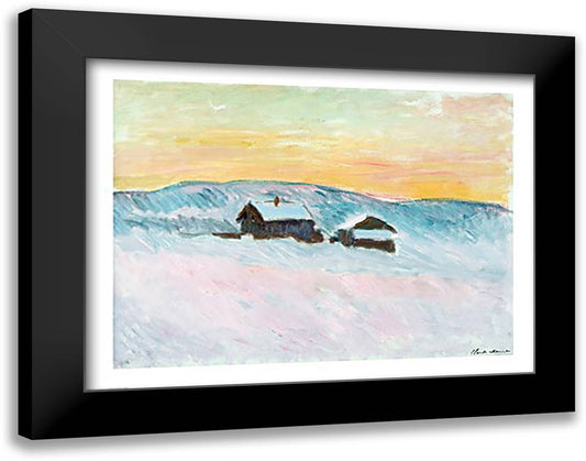 Norwegian Landscape, Blue Houses, 1895 28x22 Black Modern Wood Framed Art Print Poster by Monet, Claude