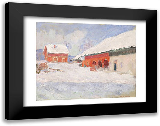 Norway, Red Houses at Bjornegaard, 1895 28x22 Black Modern Wood Framed Art Print Poster by Monet, Claude