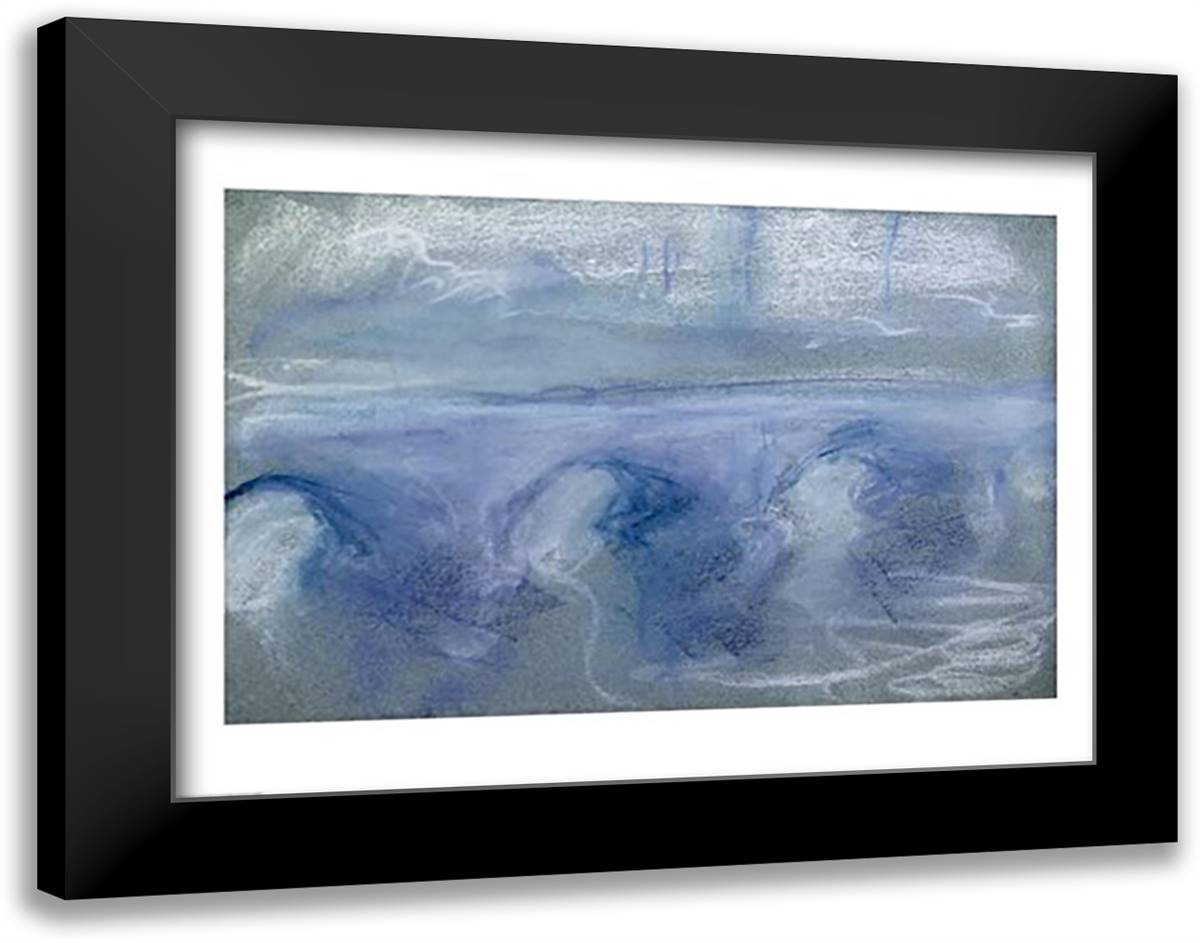 Waterloo Bridge, c.1900 28x22 Black Modern Wood Framed Art Print Poster by Monet, Claude