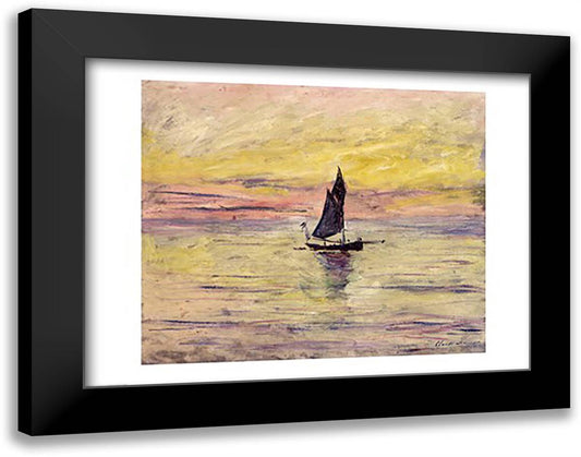 The Sailing Boat, Evening Effect, 1885 28x22 Black Modern Wood Framed Art Print Poster by Monet, Claude